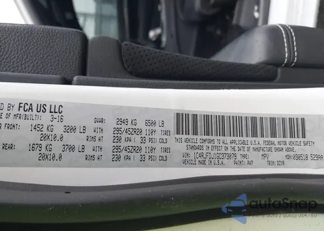 2016 Jeep Grand Cherokee Srt from USA, damaged, VIN 1C4RJFDJ1GC373079